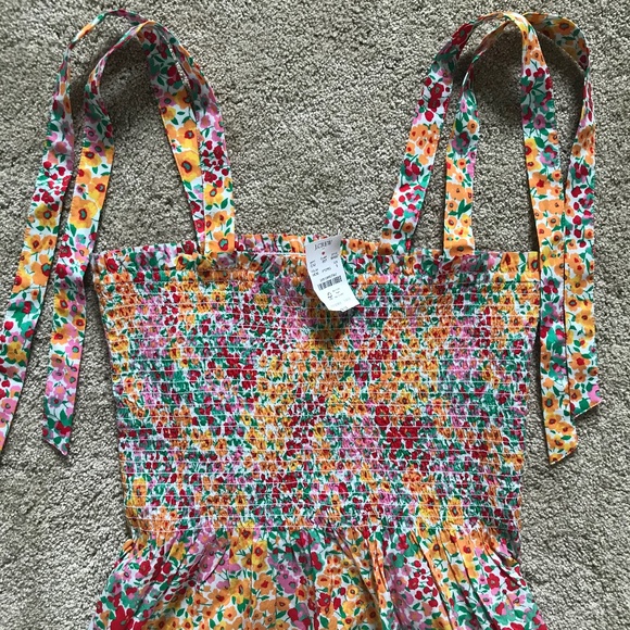 🍁3/50$!! NWT! J. Crew Peplum Floral Tie Shoulder Smocked Corset Flounce Top - Picture 7 of 8